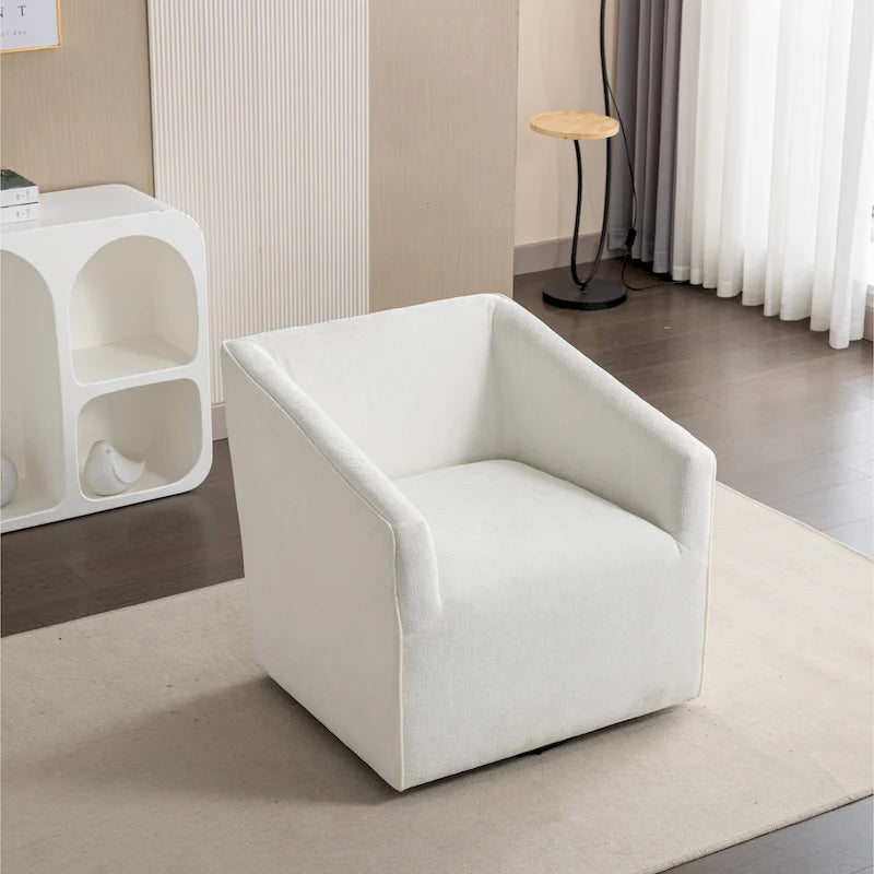 31 Chenille Upholstered Barrel Arm Chair with Swivel Base