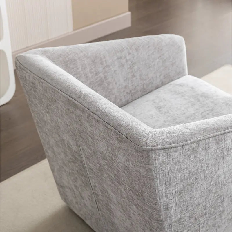 31 Chenille Upholstered Barrel Arm Chair with Swivel Base