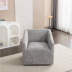 31 Chenille Upholstered Barrel Arm Chair with Swivel Base