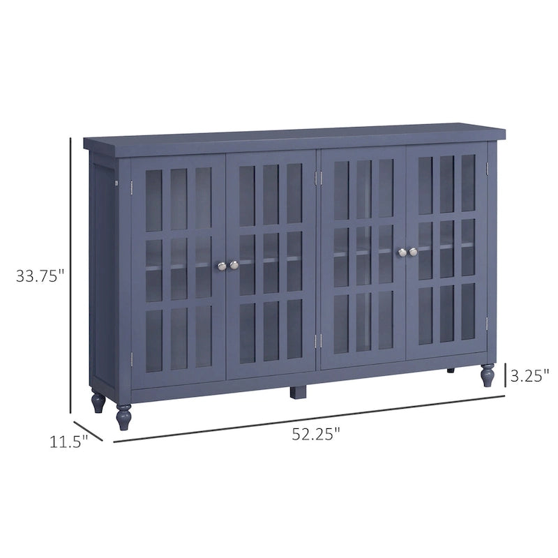 Modern Sideboard Buffet Cabinet with Tempered Glass Doors and Adjustable Shelves