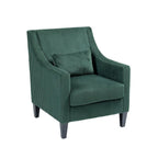 Fauteuil rembourré Emerald 26.77 avec accoudoirs incurvés et pieds en bois d'hévéa