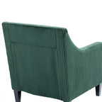 Fauteuil rembourré Emerald 26.77 avec accoudoirs incurvés et pieds en bois d'hévéa
