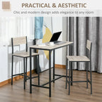 3 Piece Bar Table and Chairs, Industrial Dining Table Set for 2, Counter Height Kitchen Table with Bar stool