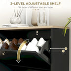 Slim Shoe Cabinet for Entryway, Hidden Shoe Storage Cabinet with 2 Flip Drawers and Adjustable Shelves for 12 Pairs of Shoes