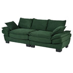 85.4 Modern Curved Sofa, Back Upholstered Couch with 2 Decorative Throw Pillows, Corduroy Fabric Couch