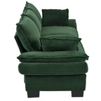 85.4 Modern Curved Sofa, Back Upholstered Couch with 2 Decorative Throw Pillows, Corduroy Fabric Couch