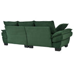85.4 Modern Curved Sofa, Back Upholstered Couch with 2 Decorative Throw Pillows, Corduroy Fabric Couch