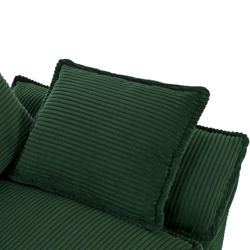 85.4 Modern Curved Sofa, Back Upholstered Couch with 2 Decorative Throw Pillows, Corduroy Fabric Couch
