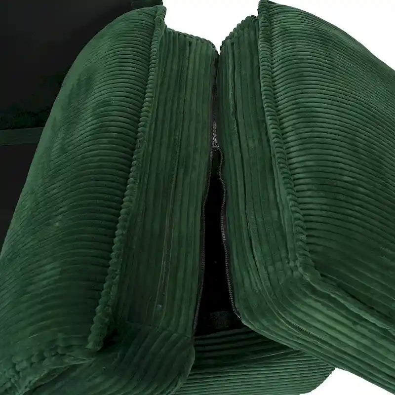 85.4 Modern Curved Sofa, Back Upholstered Couch with 2 Decorative Throw Pillows, Corduroy Fabric Couch