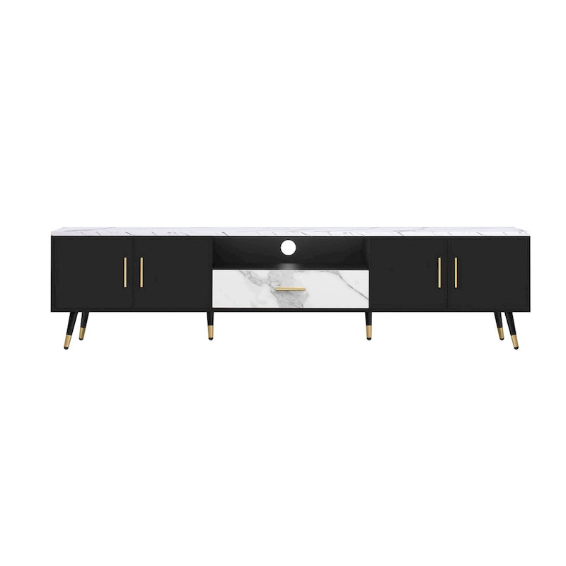 71 Modern TV Stand with 2 Cabinets& Open Compartments, Entertainment Center for TVs up to 80, Television Console