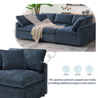 6 Seat Modern Modular Cloud Sofa Bed Chenille Sectional Couch Set with Ottoman