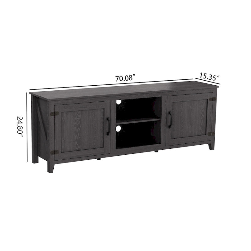TV Stand Storage Media Console Entertainment Center,Tradition Black,with doors