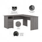 Cabot 60W L-Desk with Hutch and Drawers by Bush Furniture