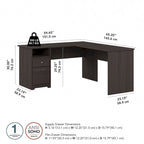 Cabot 60W L-Desk with Hutch and Drawers by Bush Furniture