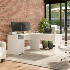 Cabot 60W L-Desk with Hutch and Drawers by Bush Furniture