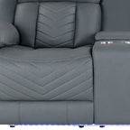 75 Light Gray Faux Leather Power Reclining Loveseat With Storage