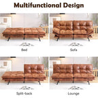 Faux Leather Sofa Memory Foam Loveseat Convertible Couch Bed