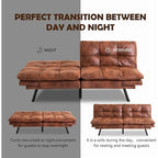 Faux Leather Sofa Memory Foam Loveseat Convertible Couch Bed