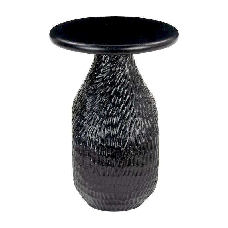 HomeRoots 20 Black Solid Wood Round Pedestal End Table - 15' X '20.1' X '15