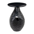 HomeRoots 20 Black Solid Wood Round Pedestal End Table - 15' X '20.1' X '15
