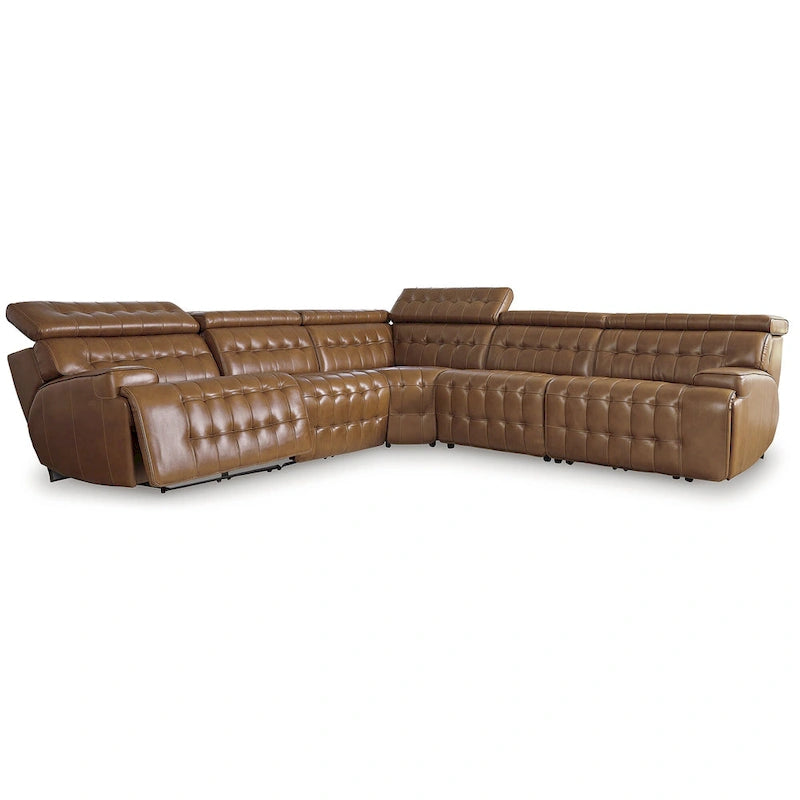 Canapé d'angle inclinable électrique 5 pièces marron moyen Temmpton de Signature Design by Ashley - 110W x 110D x 34H