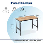 Industrial Workbench Desk with Adjustable Height and Wood Top and 4 Metal Feet for Garage and Workshop or Home Use