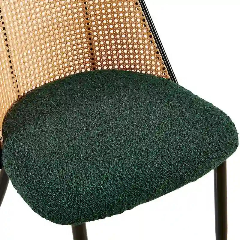 Dining Chairs Set of 4,Boucle Chairs with Natural Cane Back