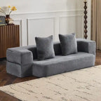 Versatile Transformable Sofa with Ottoman Stools for Compact Spaces