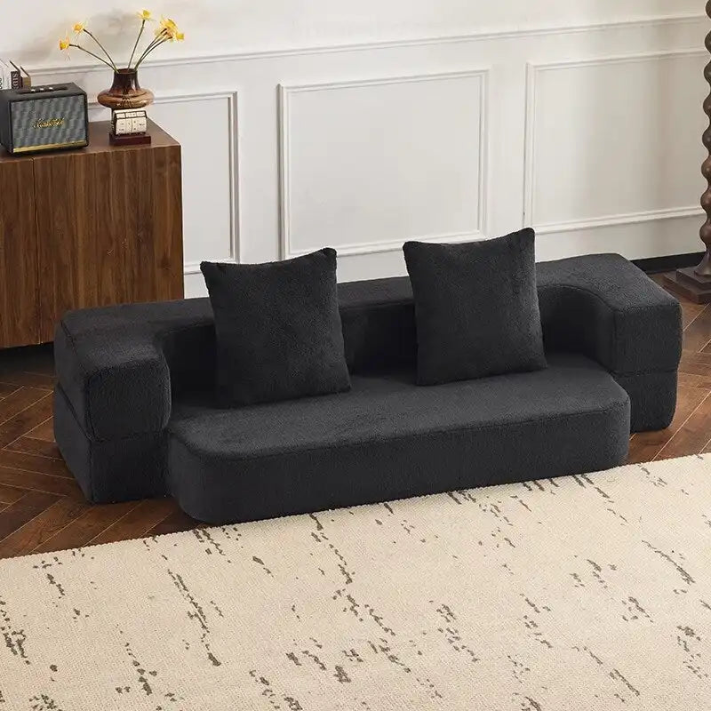 Versatile Transformable Sofa with Ottoman Stools for Compact Spaces