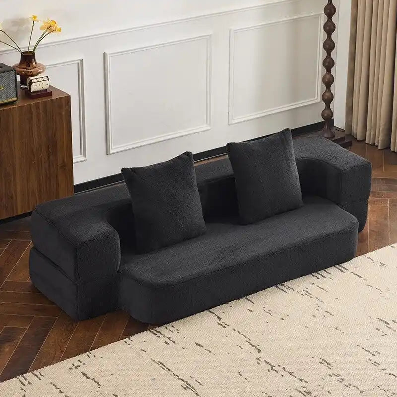Versatile Transformable Sofa with Ottoman Stools for Compact Spaces