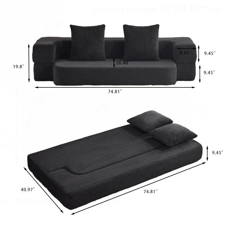 Versatile Transformable Sofa with Ottoman Stools for Compact Spaces