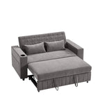 Transformable Chenille Fabric Sofa Bed with Adjustable Tufted Backrest, USB Ports, and Ample Storag