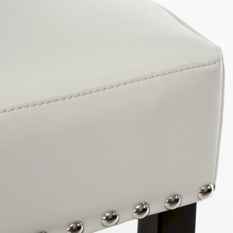 Roomfitters 30 Backless Leather Counter Stools, Set of 2 Upholstered Bar Height Chairs with Wood Frame, Ivory