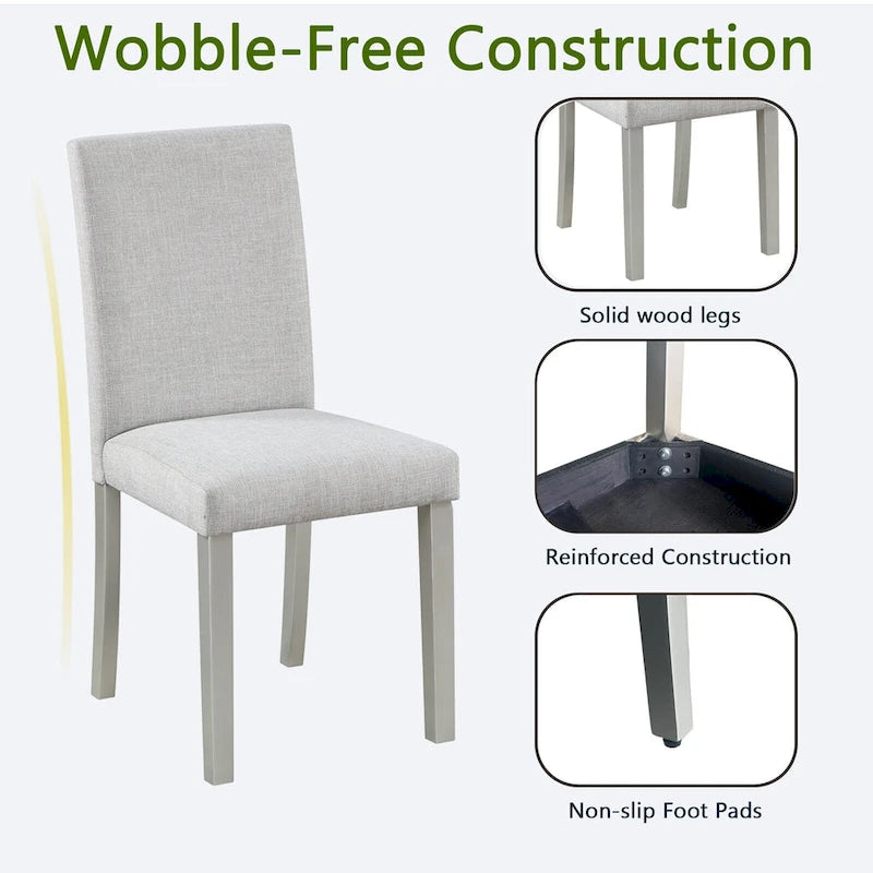 Dining Chairs Set of 2, Modern Kitchen & Dining Room Chairs, Upholstered Linen Cushion Seat and Rubber Wood Legs