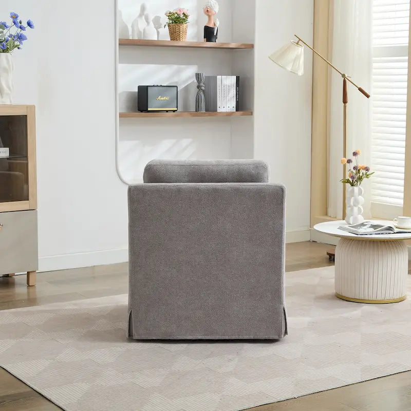 Swivel Accent Chair, Upholstered Skirted Swivel Chair with Removable Back Cushion, 360 Degree Comfy Armchair