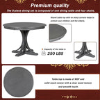 5-Piece Retro Round Dining Table Set Farmhouse Kitchen Dining Table Sets with Curved Trestle Table Legs for Dining Room