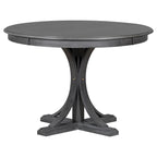5-Piece Retro Round Dining Table Set Farmhouse Kitchen Dining Table Sets with Curved Trestle Table Legs for Dining Room