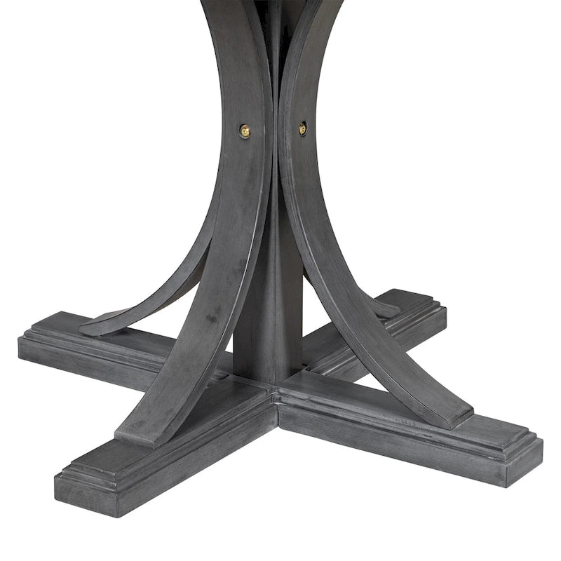 5-Piece Retro Round Dining Table Set Farmhouse Kitchen Dining Table Sets with Curved Trestle Table Legs for Dining Room