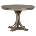 5-Piece Retro Round Dining Table Set Farmhouse Kitchen Dining Table Sets with Curved Trestle Table Legs for Dining Room