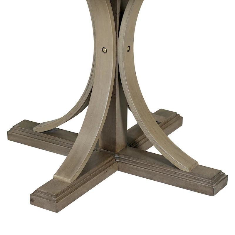 5-Piece Retro Round Dining Table Set Farmhouse Kitchen Dining Table Sets with Curved Trestle Table Legs for Dining Room