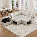 84.7 Chenille Sleeper Sectional Sofa with Storage & USB Ports