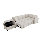 84.7 Chenille Sleeper Sectional Sofa with Storage & USB Ports