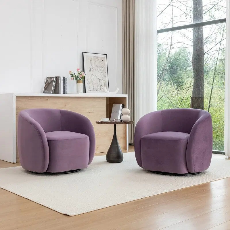 SEYNAR Modern Glam Velvet Upholstered 360 Degree Swivel Accent Armchair Set of 2