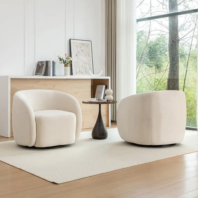 SEYNAR Modern Glam Velvet Upholstered 360 Degree Swivel Accent Armchair Set of 2