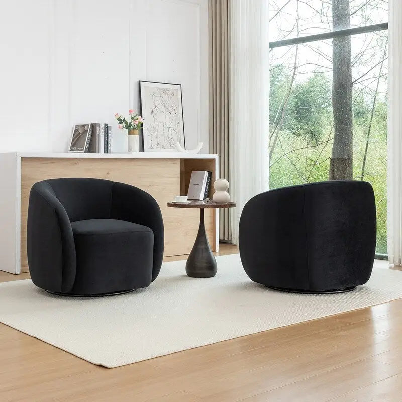 SEYNAR Modern Glam Velvet Upholstered 360 Degree Swivel Accent Armchair Set of 2