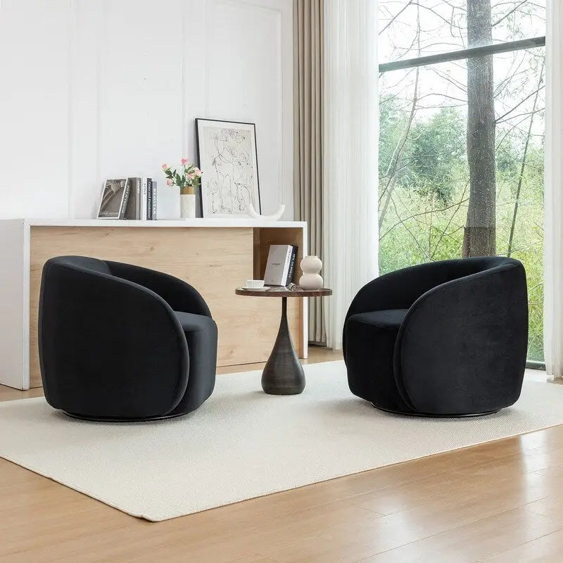SEYNAR Modern Glam Velvet Upholstered 360 Degree Swivel Accent Armchair Set of 2