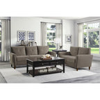 Brown Velvet Upholstery 1Pc Comfort Loveseat Plush Seatbacks Tufted Detail Solid Wood Frame Modern Living Room Furniture