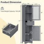 Costway Bathroom Tall Cabinet Freestanding Linen Tower with Doors & - See Details