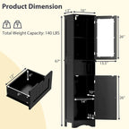 Costway Bathroom Tall Cabinet Freestanding Linen Tower with Doors & - See Details