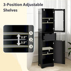 Costway Bathroom Tall Cabinet Freestanding Linen Tower with Doors & - See Details